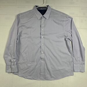 Con.Struct Mens XXL Blue White Checkered Long Sleeve Button-Down Shirt Slim Fit